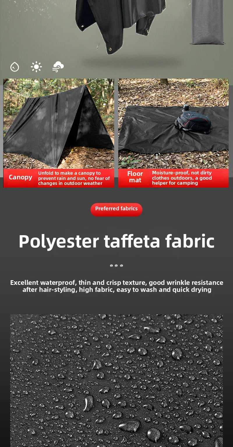 3-in-1 outdoor raincoat Hooded sleeve waterproof poncho Camping hiking Raincoat tent motorcycle rain cover