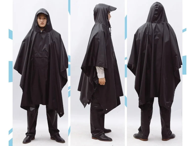 2025 Best-selling cross border three-in-one cloak raincoat adult outdoor hiking polyester multifunctional rain poncho