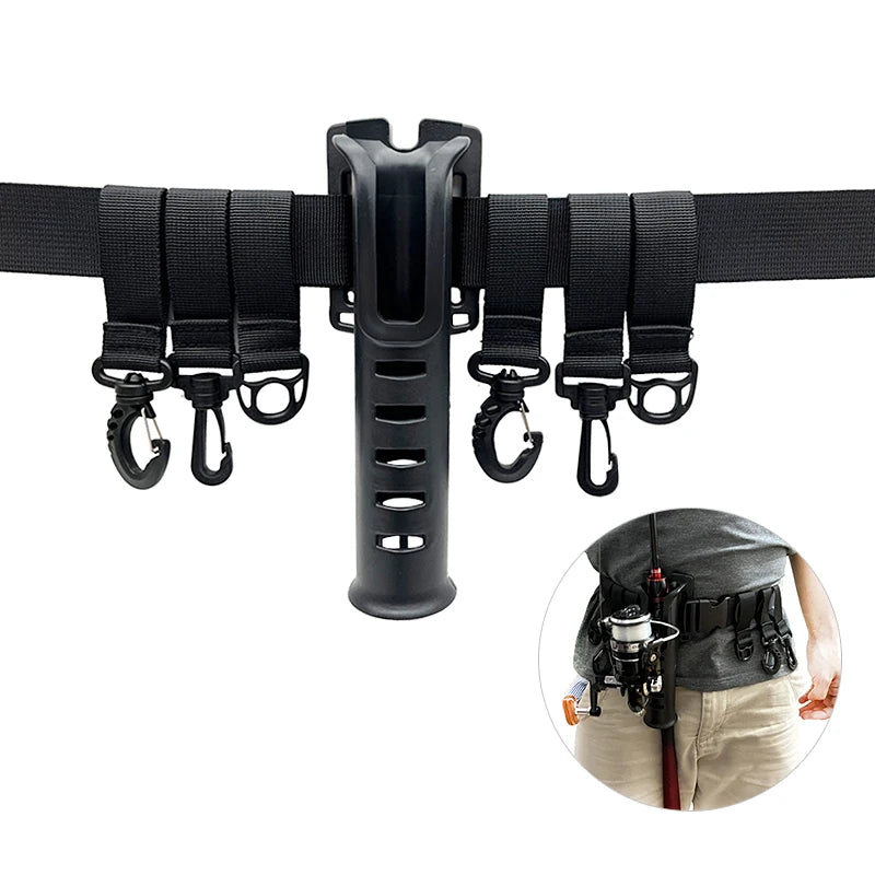 Shawto Multi-function Nylon Belt Rod Holder Portable Pole Inserter Fishing Rod Pesca Rack Quick Belt Holder Inserting Device