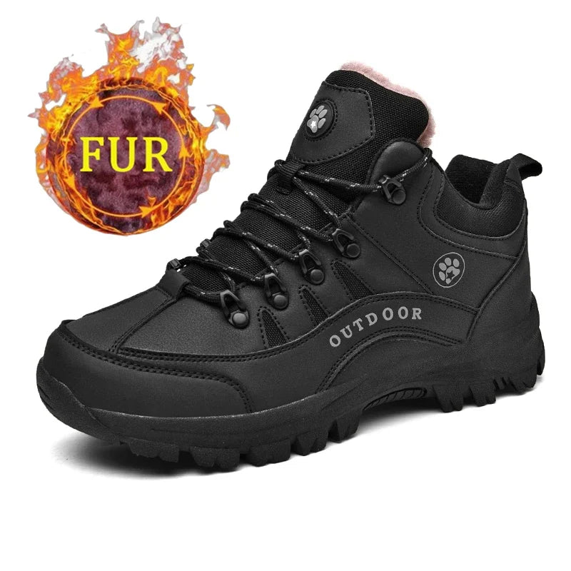 Unisex Winter Plush High Top Hiking Shoes Women Outdoor High Quality Keep Warm Snow Casual Sneakers Men Non-slip Trekking Boots