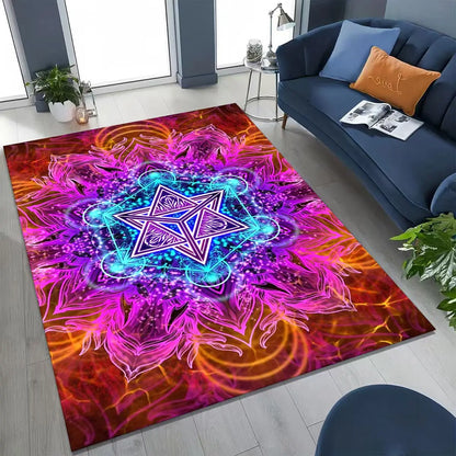 2026 Rainbow Mandala Flower Chakras Yoga Bohemia Art Rug for Bedroom Living Room Sofa Home Doormat Decor,Kid Non-slip Floor Mat