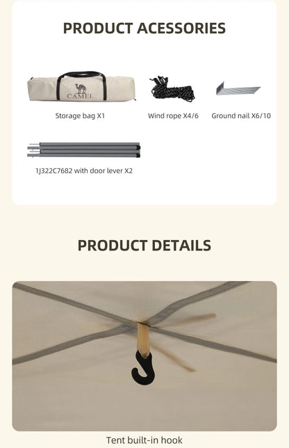 GOLDEN CAMEL 2-3 Persons Camping Tents Outdoor Portable Folding Automatic Tent Travel Rainproof Camping Equipment Beach Canopy