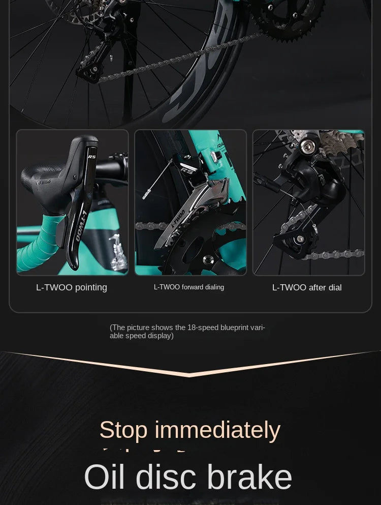 2025 Competitive Road Bike 14/16/18 Speed Lightweight Multi-performance Bicycle Oil Pressure Disc Brake Speed Change Bicicleta
