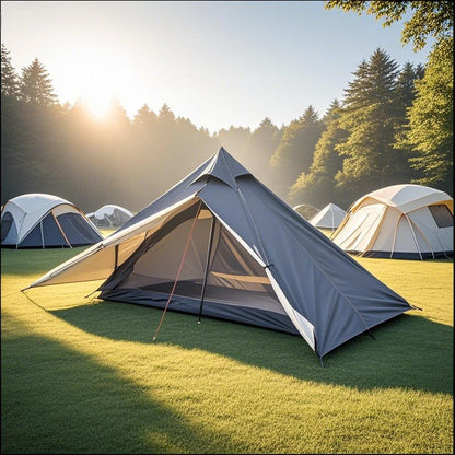 1-Person Ultralight Pyramid Tent - Without Poles, Waterproof PU4000, Mesh Layers for Backpacking & Mountain Hiking