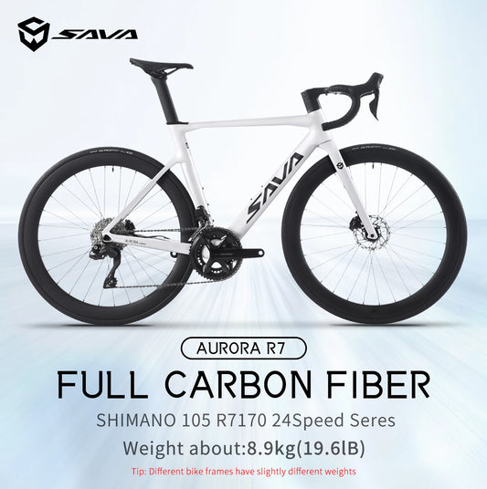 SAVA R7 Carbon Fiber Road Bike Carbon Frame, Handlebars, Fork Shimano Di2 R7170 24Speed Shift Kit, UCI CE Certified Adult Racing