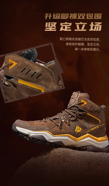 RAX Men Hiking Shoes Mid-top Waterproof Outdoor Sneaker Men Leather Trekking Boots Trail Camping Climbing Hunting Sneakers Women
