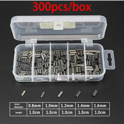 250-500pcs/Box Single/Double Barrel Crimping Sleeves Fishing Line Wire Leader Round Copper Tube Connectors Mixed Copper Tubes