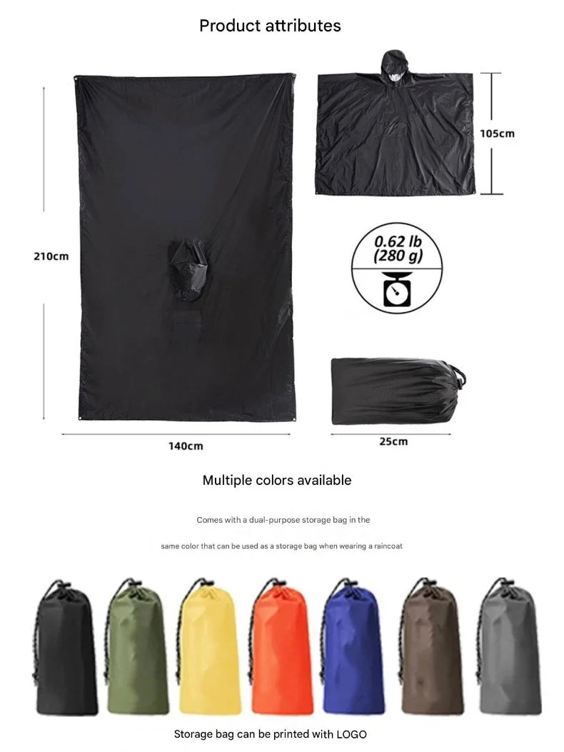2025 Best-selling cross border three-in-one cloak raincoat adult outdoor hiking polyester multifunctional rain poncho