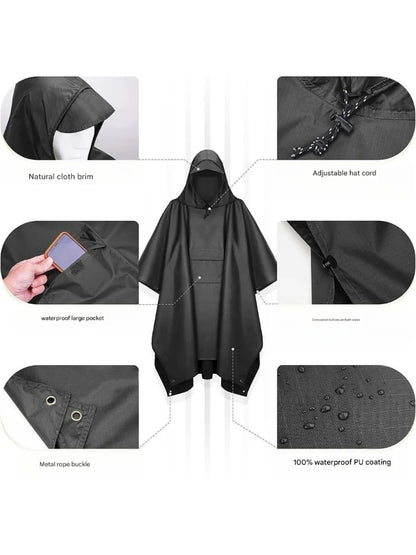 2025 Best-selling cross border three-in-one cloak raincoat adult outdoor hiking polyester multifunctional rain poncho