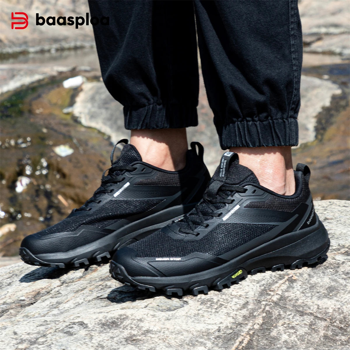 Baasploa Men Shoes Outdoor Hiking Anti-Slip Wear-Resistant Shoes Breathable Men New Sports Men Walking Shoes