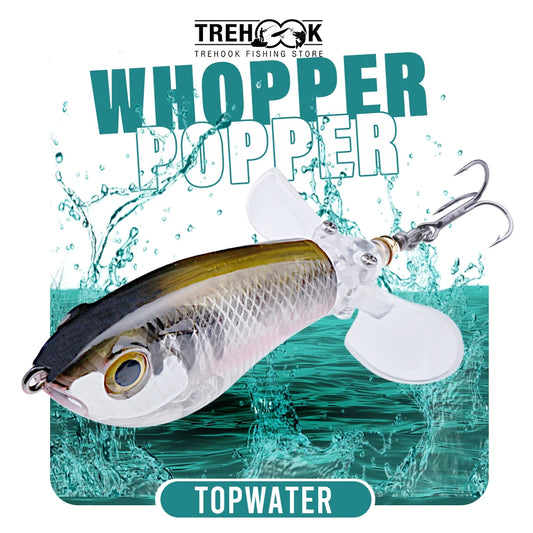 TREHOOK 9g/16g Topwater Whopper Popper Fishing Lures Rotating Double Propeller Tail Artificial Bait Floating Wobblers