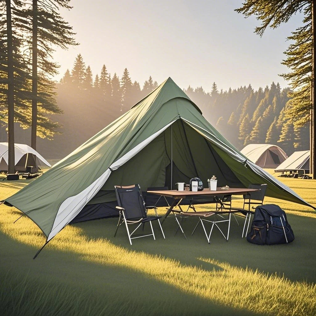 1-Person Ultralight Pyramid Tent - Without Poles, Waterproof PU4000, Mesh Layers for Backpacking & Mountain Hiking