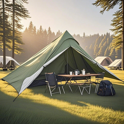 1-Person Ultralight Pyramid Tent - Without Poles, Waterproof PU4000, Mesh Layers for Backpacking & Mountain Hiking