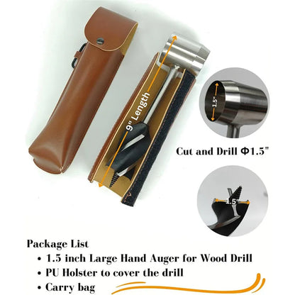 Survival Hand Auger Wood Drill with Scotch Eye for Large Wood Pegs Essential Bushcraft Gear Manual Drill Hole Woodworking Tools