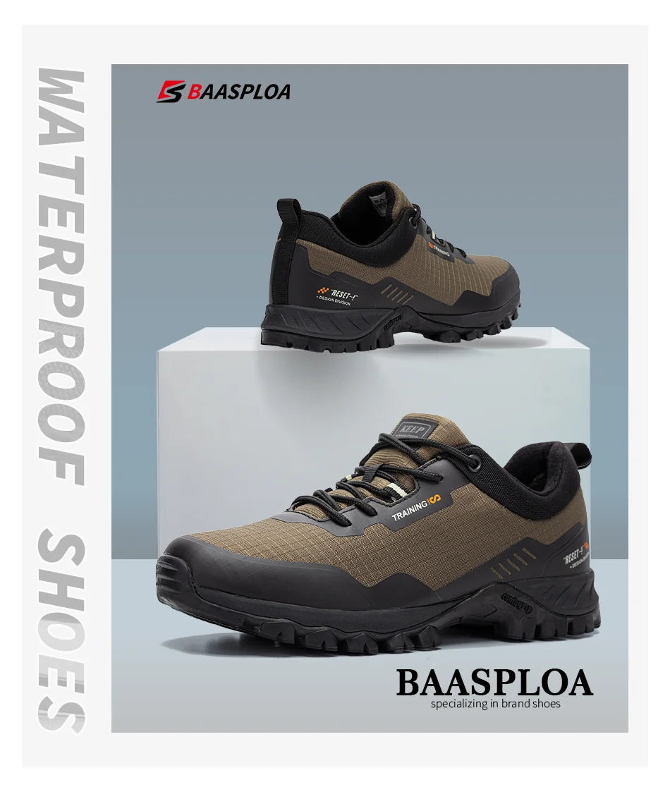 Baasploa New Man's Hiking Shoes Fashion Waterproof Male Outdoor Sneakers Comfortable Shoes Men Anti-Slip Wear-Resistant Footwear
