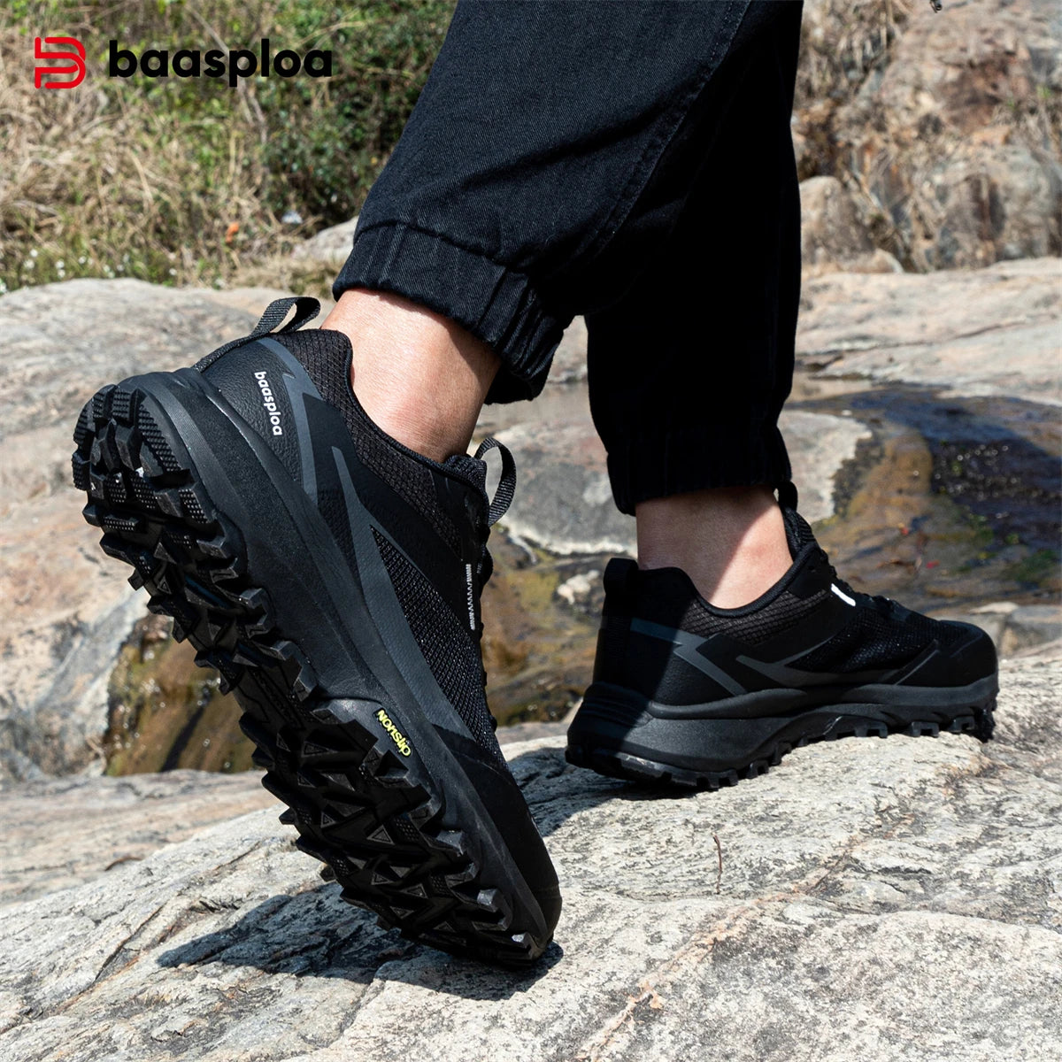Bassploa Men Hiking Shoes New Fashion Lightweight Outdoor Sneakers Men Walking Shoes Comfort Non-Slip Wear Resistant Outdoor